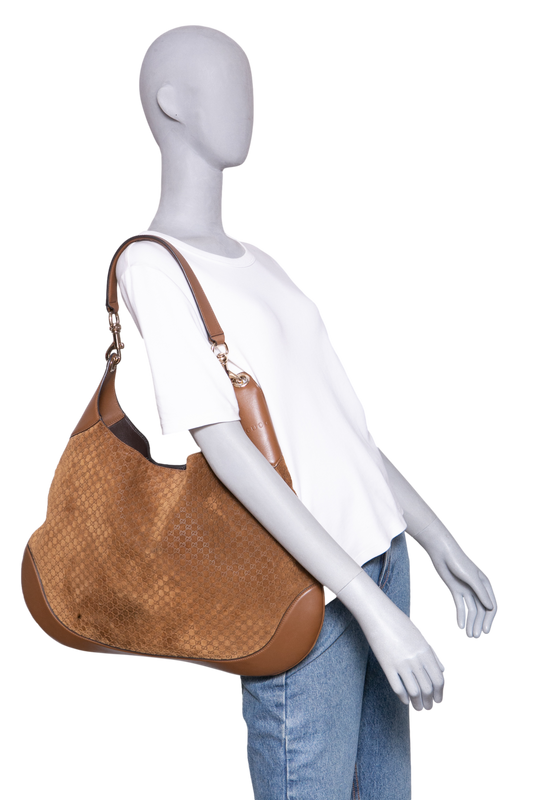 GUCCI B LARGE GG SUEDE BROWN