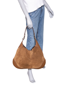 GUCCI B LARGE GG SUEDE BROWN