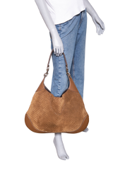 GUCCI B LARGE GG SUEDE BROWN