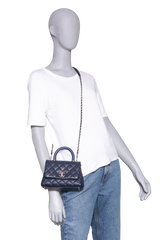 CHANEL MINI COCO TOP HANDLE CAVIAR NAVY GOLD HDWR