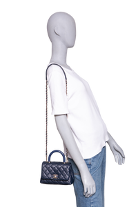 CHANEL MINI COCO TOP HANDLE CAVIAR NAVY GOLD HDWR