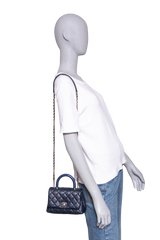 CHANEL MINI COCO TOP HANDLE CAVIAR NAVY GOLD HDWR