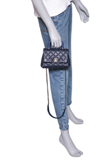 CHANEL MINI COCO TOP HANDLE CAVIAR NAVY GOLD HDWR