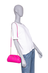 FERRAGAMO GANCINI CLUTCH ON CHAIN CALFSKIN HOT PINK