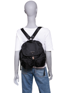 PRADA BACKPACK TRIANGLE LOGO NYLON BLACK