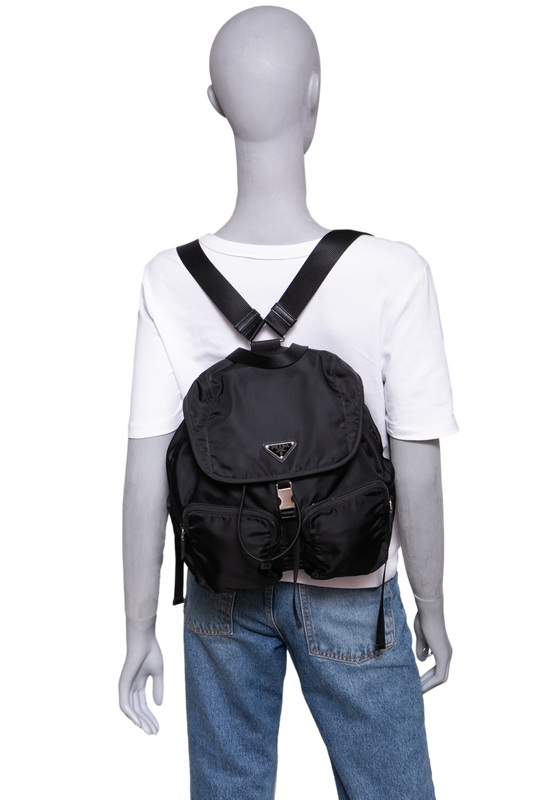 PRADA BACKPACK TRIANGLE LOGO NYLON BLACK