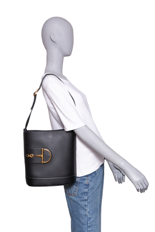 GUCCI HORSEBIT 73 MEDIUM BUCKET ARABELLA CALFSKIN BLACK