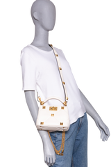 VALENTINO ROMAN STUD TOP HANDLE WHITE