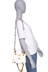 VALENTINO ROMAN STUD TOP HANDLE WHITE