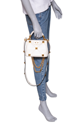 VALENTINO ROMAN STUD TOP HANDLE WHITE