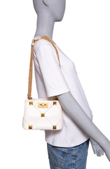 VALENTINO ROMAN STUD TOP HANDLE WHITE