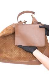 GUCCI B LARGE GG SUEDE BROWN