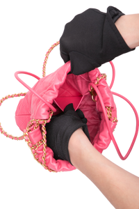 CHANEL 22 MINI HANDBAG SHINY CALFSKIN &  GOLD-TONE METAL PINK