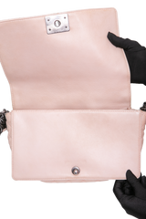 CHANEL BOY NEW MEDIUM REVERSO BLUSH SILVER HDWR