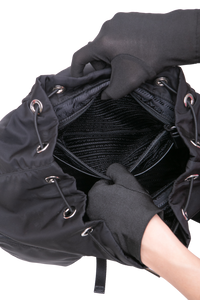 PRADA BACKPACK TRIANGLE LOGO NYLON BLACK