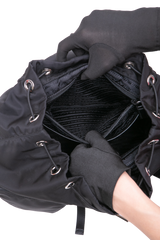 PRADA BACKPACK TRIANGLE LOGO NYLON BLACK