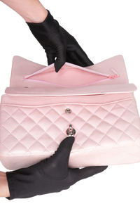 CHANEL CLASSIC DOUBLE FLAP LAMBSKIN ROSE-SILVER HDWR