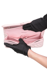 CHANEL CLASSIC DOUBLE FLAP LAMBSKIN ROSE-SILVER HDWR