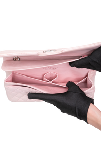 CHANEL CLASSIC DOUBLE FLAP LAMBSKIN ROSE-SILVER HDWR