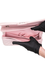 CHANEL CLASSIC DOUBLE FLAP LAMBSKIN ROSE-SILVER HDWR