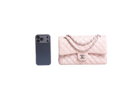 CHANEL CLASSIC DOUBLE FLAP LAMBSKIN ROSE-SILVER HDWR