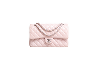 CHANEL CLASSIC DOUBLE FLAP LAMBSKIN ROSE-SILVER HDWR