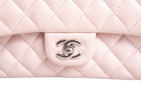 CHANEL CLASSIC DOUBLE FLAP LAMBSKIN ROSE-SILVER HDWR