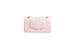 CHANEL CLASSIC DOUBLE FLAP LAMBSKIN ROSE-SILVER HDWR