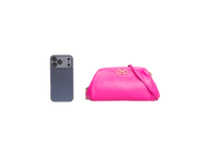 FERRAGAMO GANCINI CLUTCH ON CHAIN CALFSKIN HOT PINK