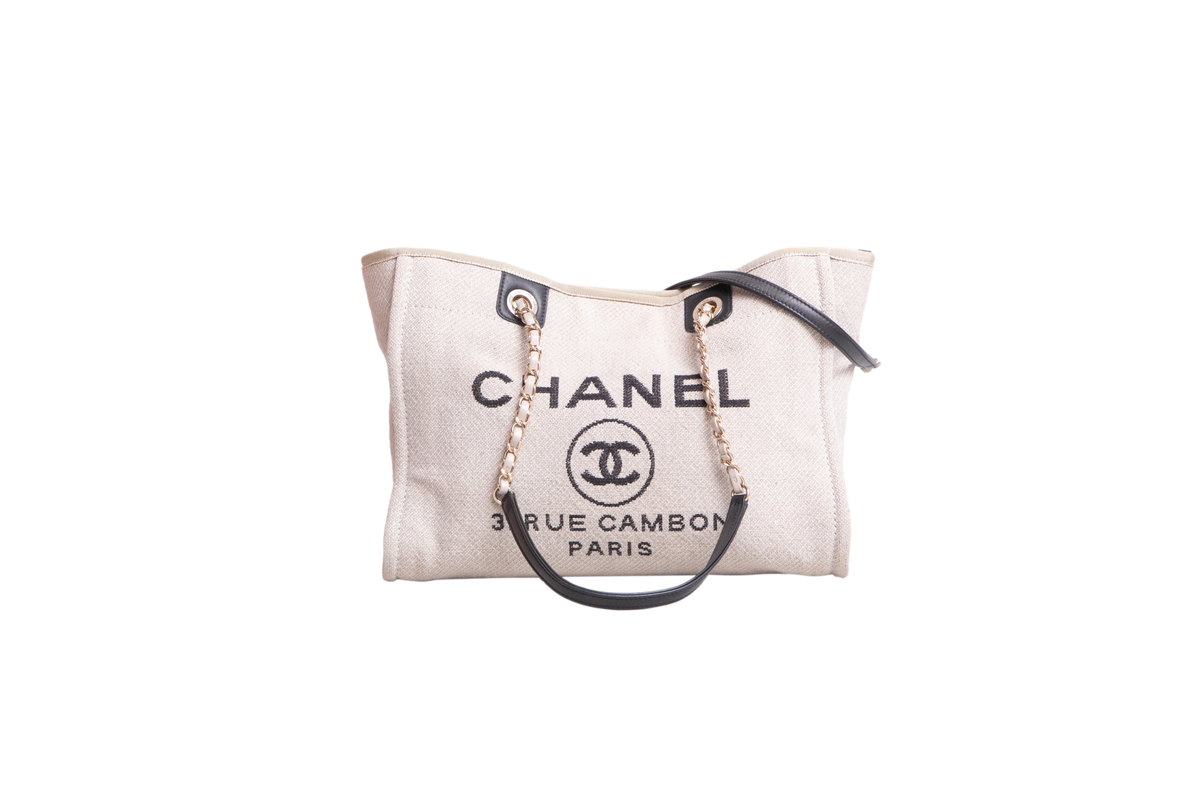 CHANEL SMALL DEAUVILLE CANVAS & BLACK