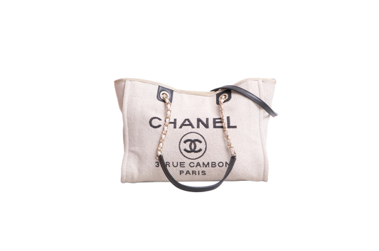 CHANEL SMALL DEAUVILLE CANVAS & BLACK