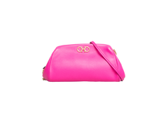 FERRAGAMO GANCINI CLUTCH ON CHAIN CALFSKIN HOT PINK