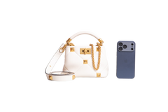 VALENTINO ROMAN STUD TOP HANDLE WHITE