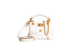 VALENTINO ROMAN STUD TOP HANDLE WHITE