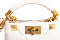 VALENTINO ROMAN STUD TOP HANDLE WHITE