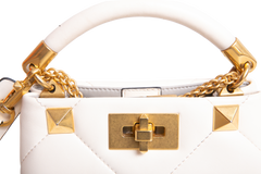 VALENTINO ROMAN STUD TOP HANDLE WHITE