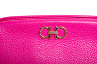 FERRAGAMO GANCINI CLUTCH ON CHAIN CALFSKIN HOT PINK
