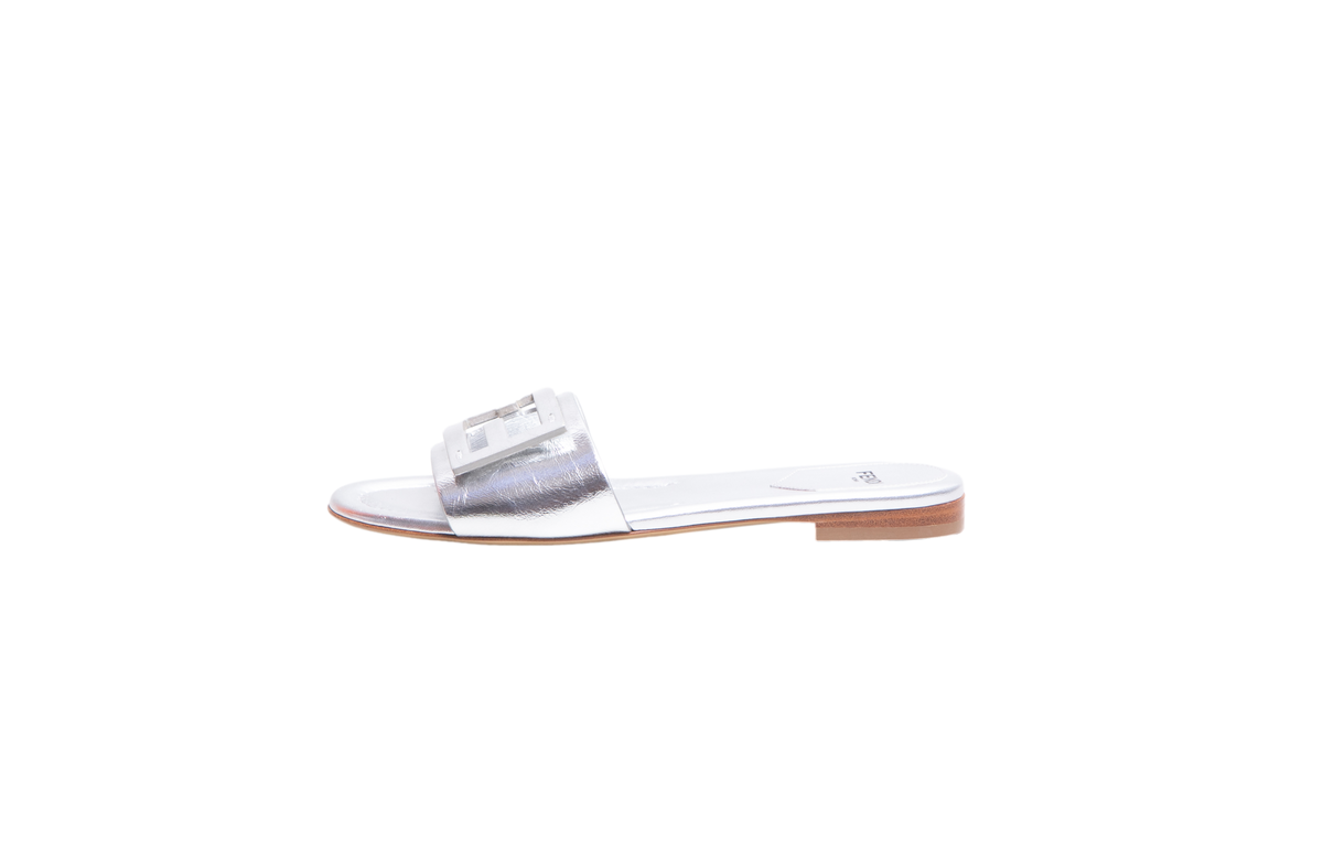 FENDI NAPPA LAMINATA FF FOLD ARGENTO - 35 BR