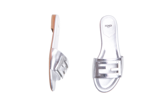 FENDI NAPPA LAMINATA FF FOLD ARGENTO - 35 BR
