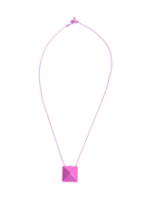 VALENTINO NECKLACE ROCKSTUD MIRROR BOX PENDANT PINK