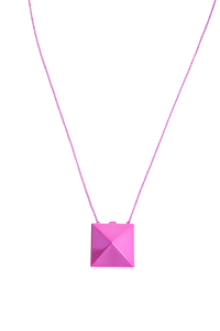 VALENTINO NECKLACE ROCKSTUD MIRROR BOX PENDANT PINK