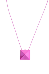 VALENTINO NECKLACE ROCKSTUD MIRROR BOX PENDANT PINK