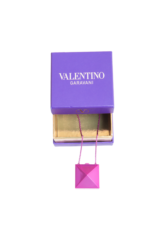 VALENTINO NECKLACE ROCKSTUD MIRROR BOX PENDANT PINK