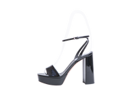 PRADA SANDAL HEELS BLACK PATENT ANKLE - 40 BR