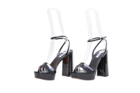 PRADA SANDAL HEELS BLACK PATENT ANKLE - 40 BR