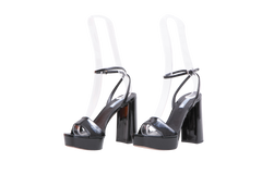 PRADA SANDAL HEELS BLACK PATENT ANKLE - 40 BR