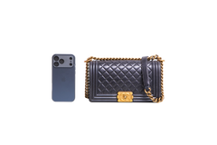 CHANEL BOY MEDIUM LAMBSKIN NAVY-GOLD HDWR
