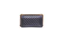 CHANEL BOY MEDIUM LAMBSKIN NAVY-GOLD HDWR