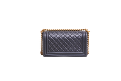 CHANEL BOY MEDIUM LAMBSKIN NAVY-GOLD HDWR