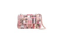 CHANEL CLASSIC ENAMEL SYMBOL CHARM JEWELED FLAP EMBROIDERED LIGHT PINK